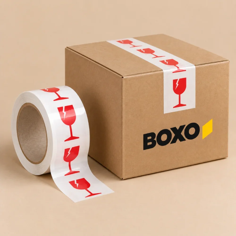BOXO - Băng keo in cảnh báo "Hàng dễ vỡ" 4,8 cm x 80 yard