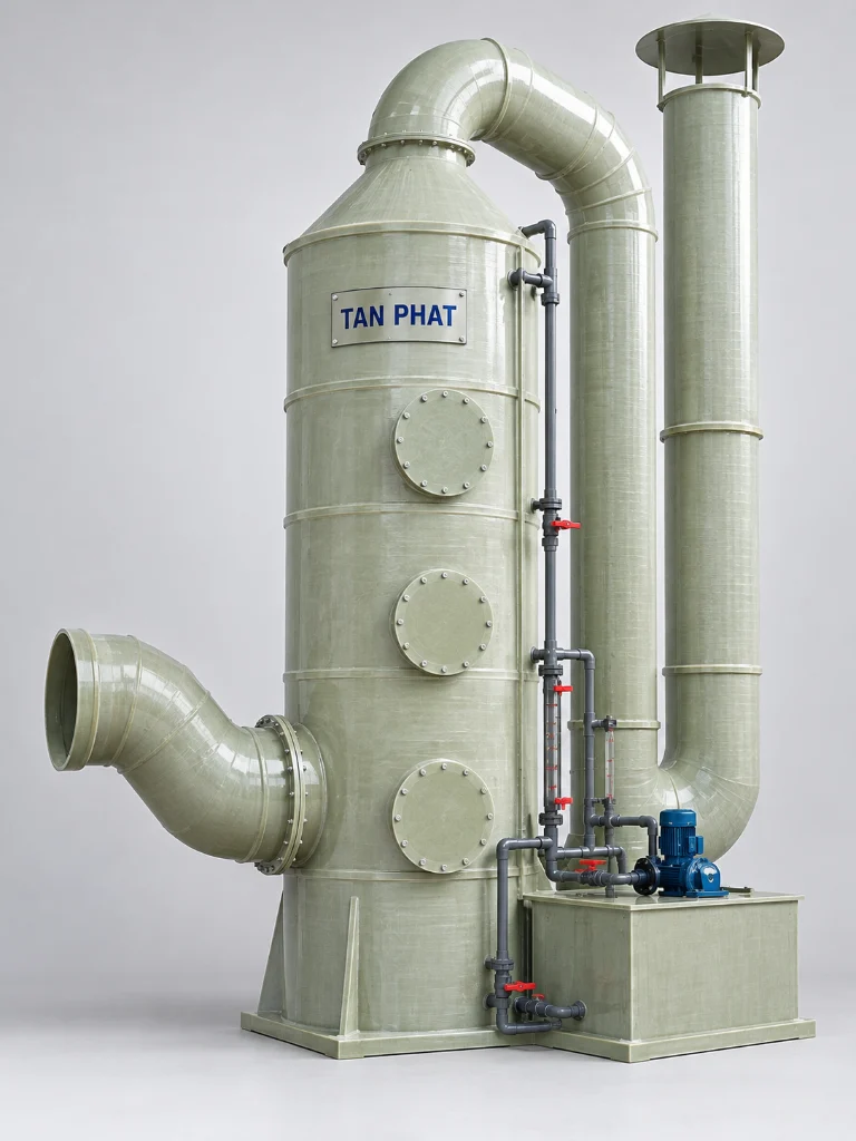 Tháp hấp thụ khí thải composite 5.000 m³/h Tân Phát